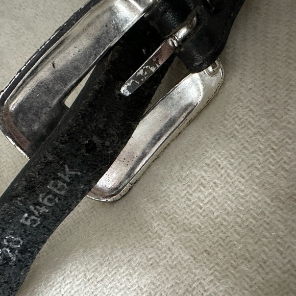 Vintage Western style black leather belt with silver - Picture 3 of 6